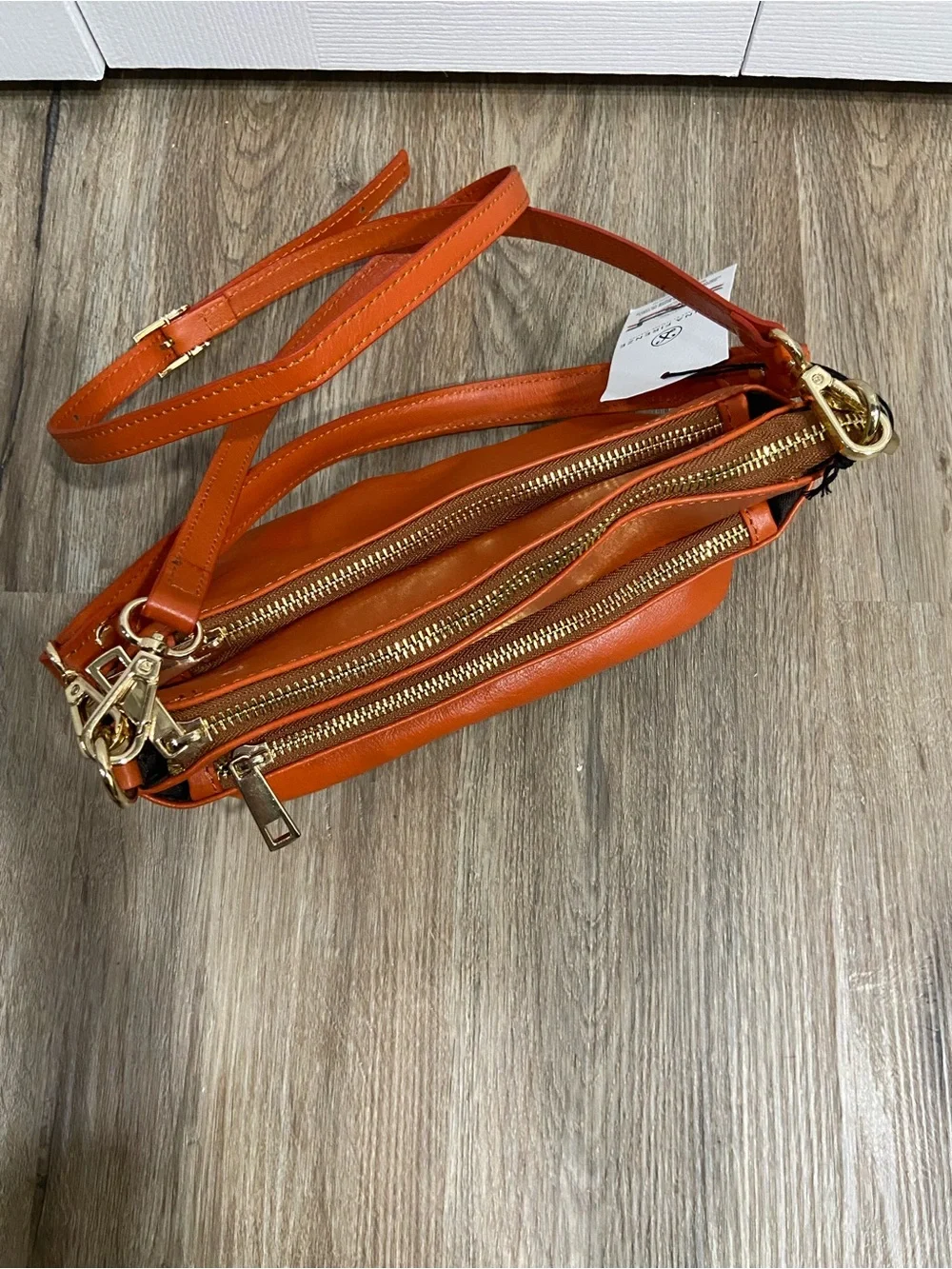 Divina Firenze Women's Orange Leather Crossbody Bag - NWT Made In Italy